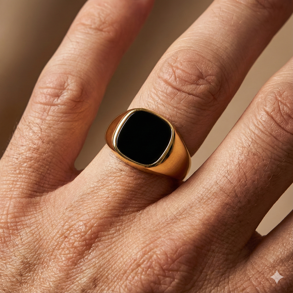 ENQVI | Black Signet Ring