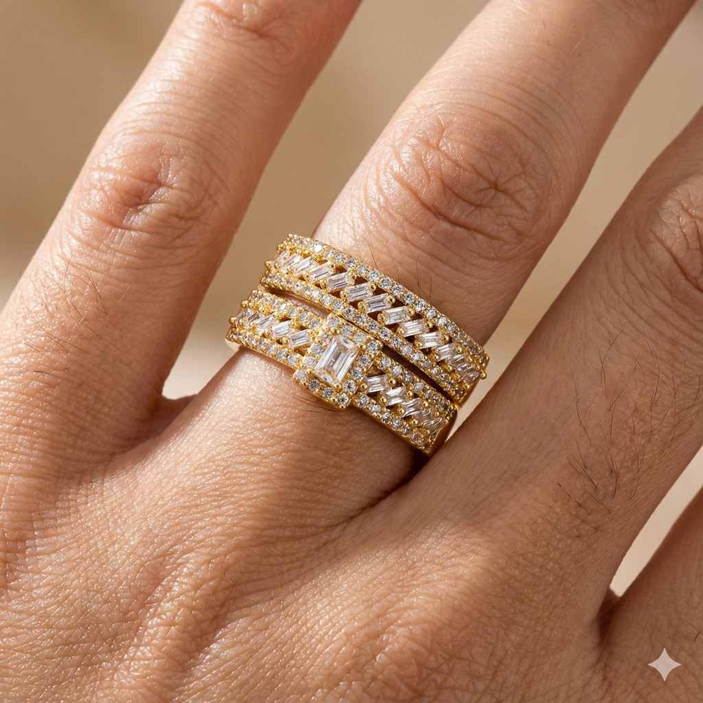 ENQVI | Two-Piece Zircon Ring Set