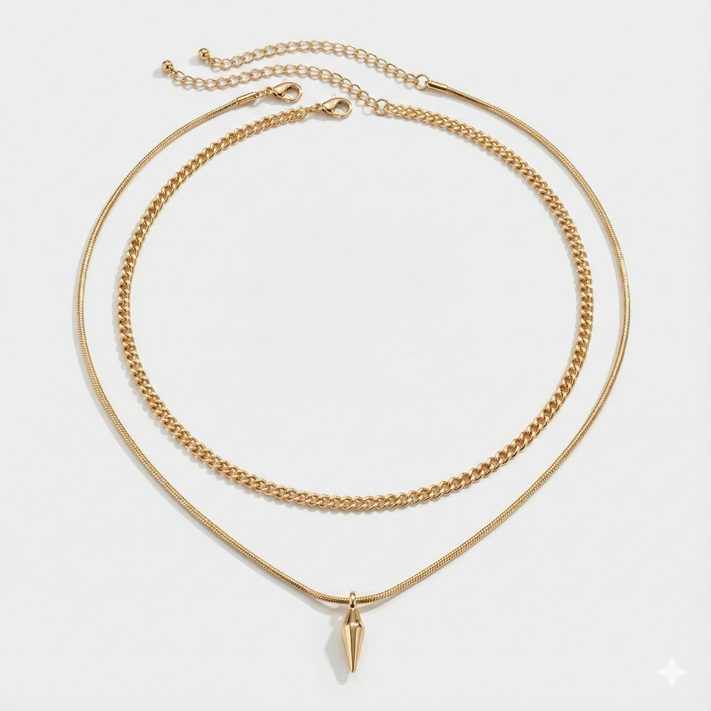 ENQVI | Layered Spike Pendant Necklace