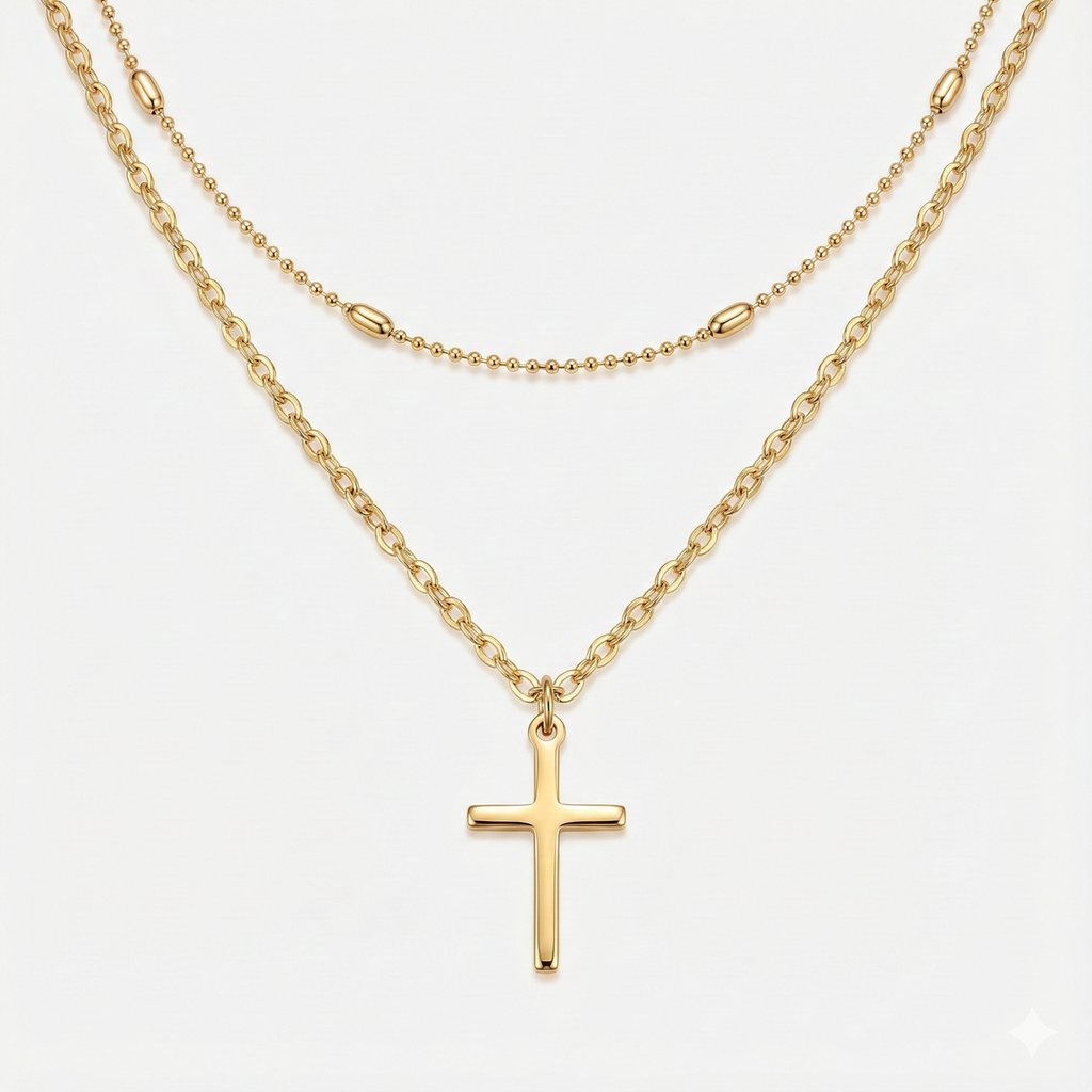 ENQVI | Layered Cross Necklace